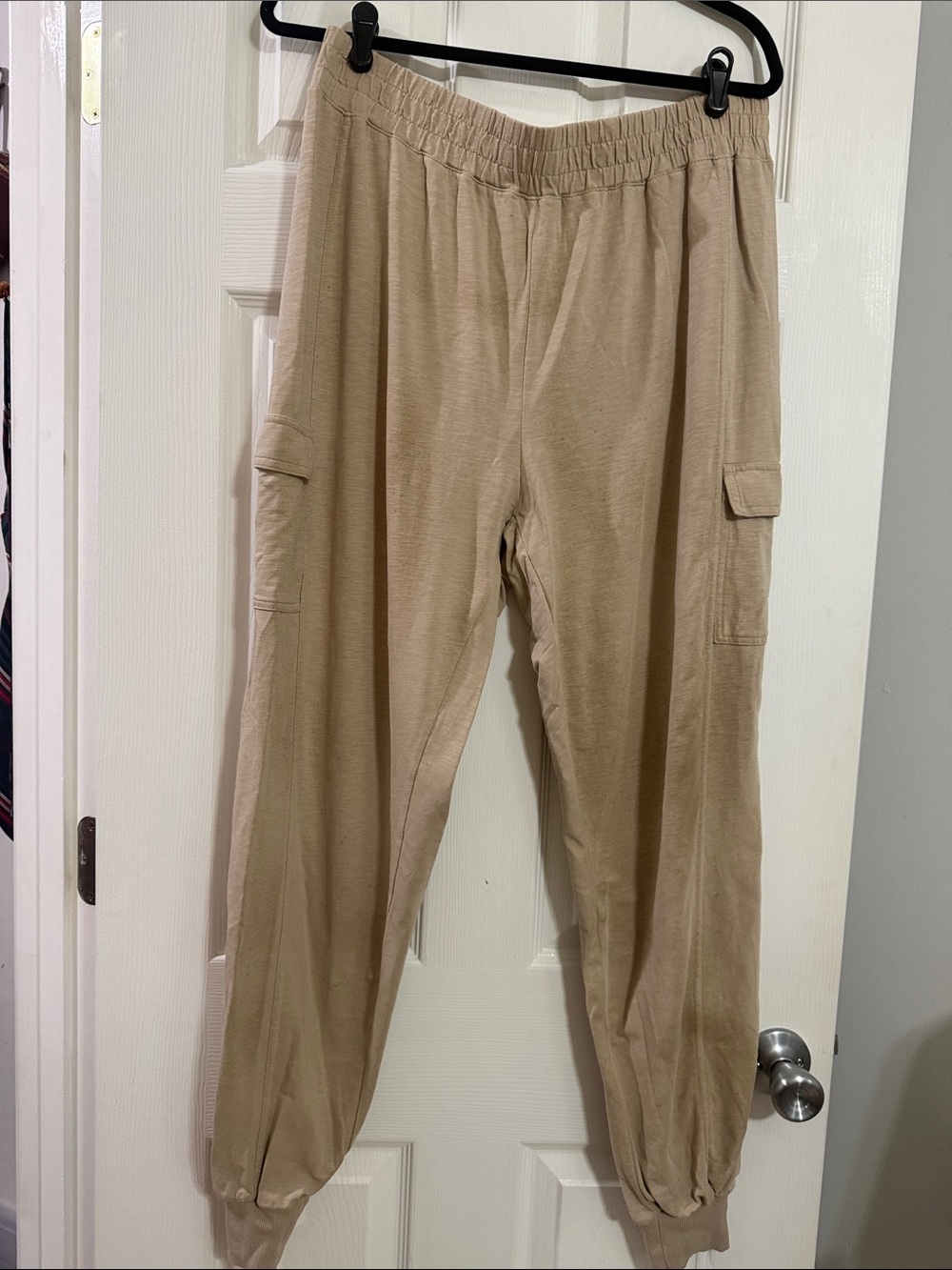 Ruby Ribbon Tan Cargo Jogger Sweatpants